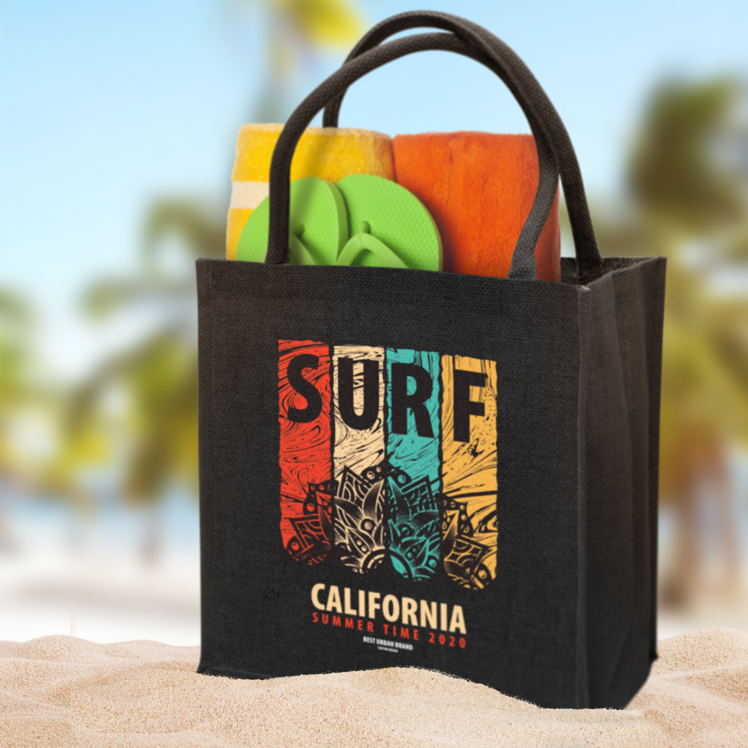 Monza Jute Tote Bag - Colour Match - Image 7
