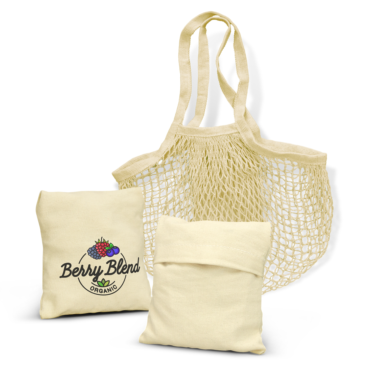Cotton Mesh Foldaway Tote Bag - Image 2