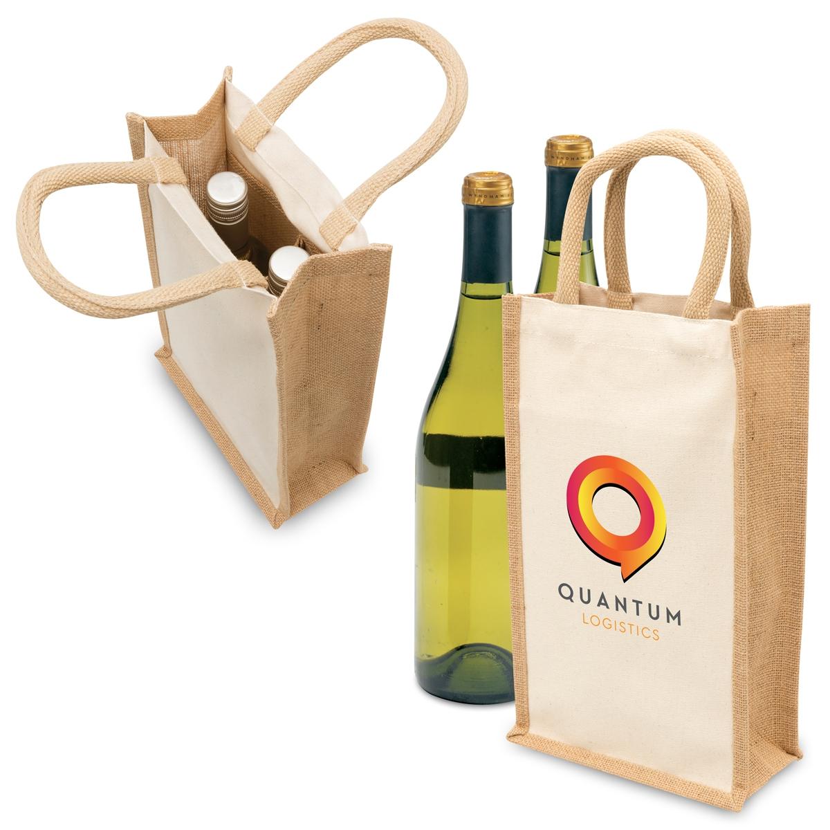 Eco Jute 2 Bottle Wine Bag