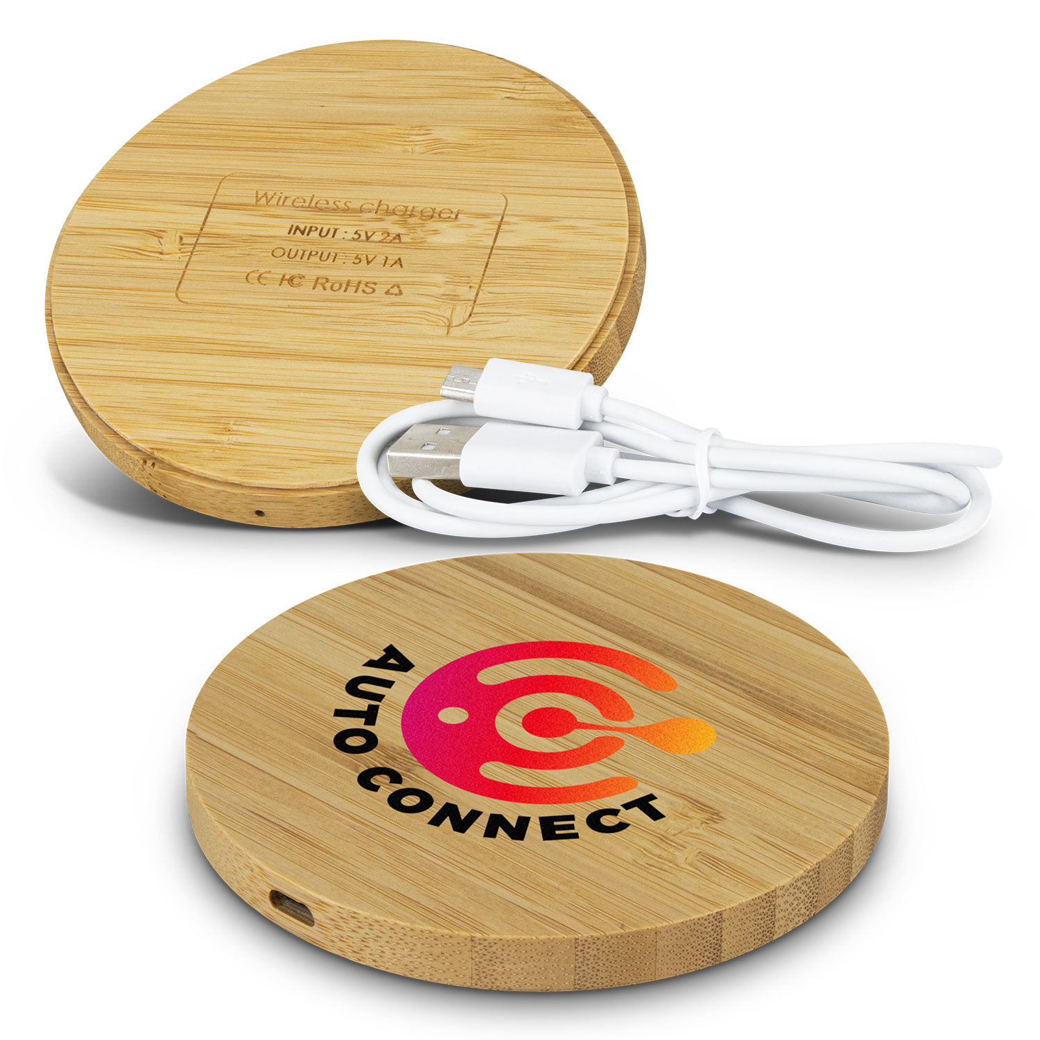 Vita Bamboo Wireless Charger - Round - Image 2