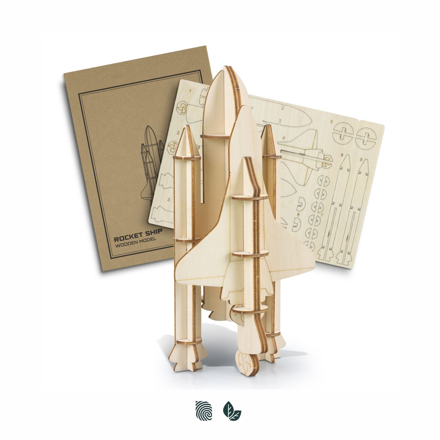 BRANDCRAFT Rocket Ship Wooden Model