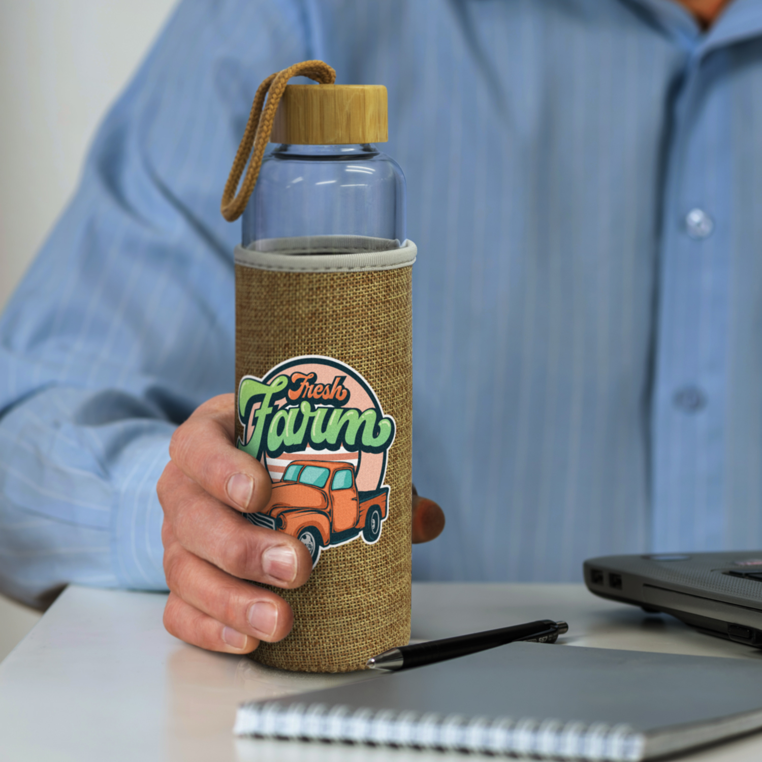 Eden Glass Bottle - Natural Sleeve - Image 8