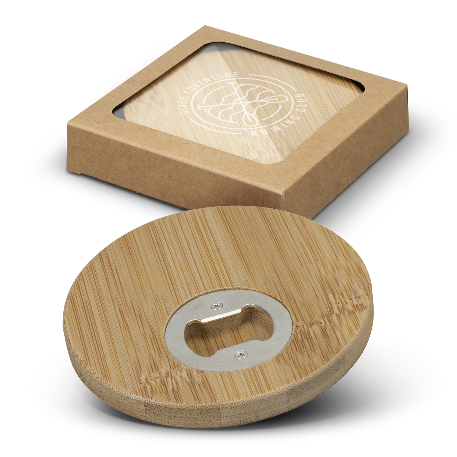 Bamboo Bottle Opener Coaster - Set of 2 - Round