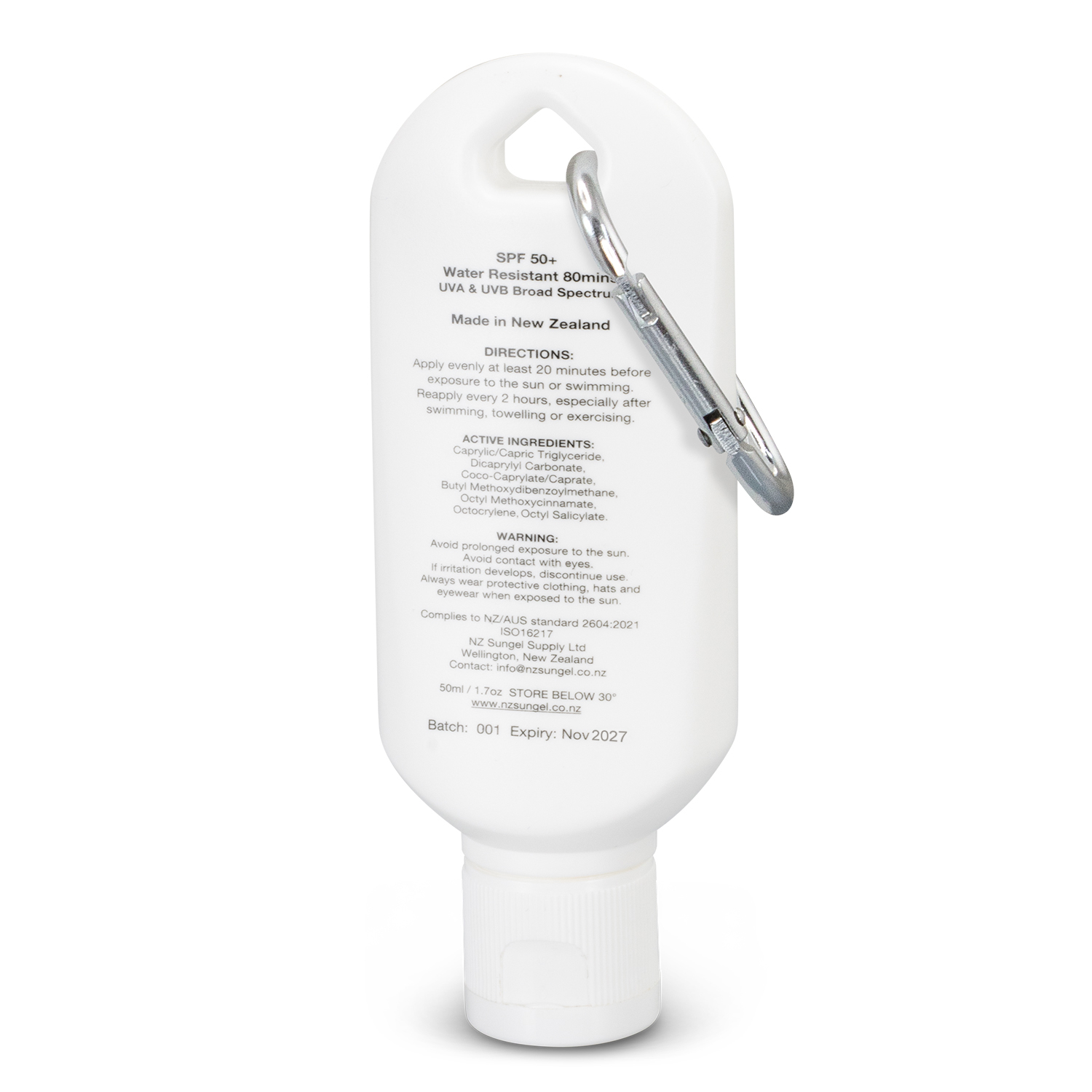 SPF 50+ Sun Gel 50ml Tube with Carabiner - Image 3