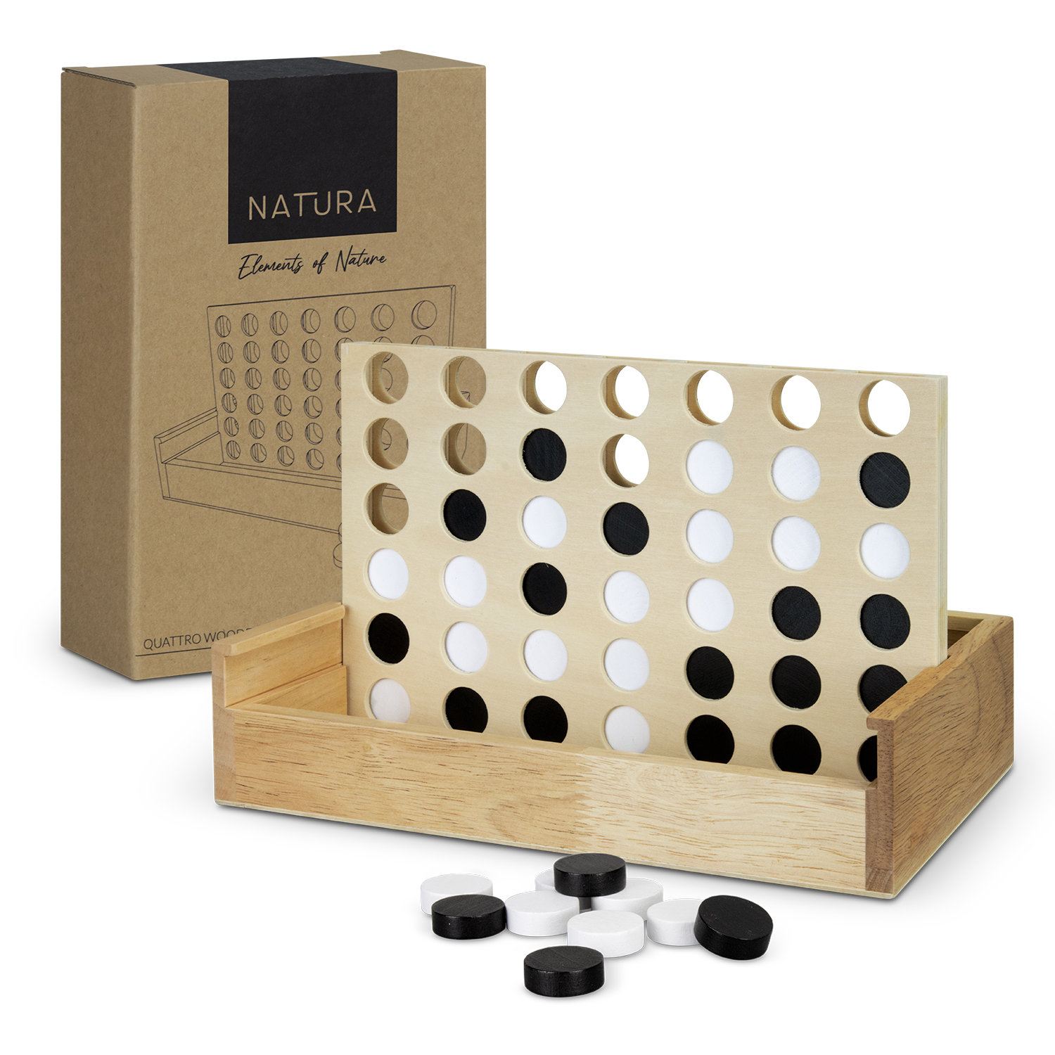 NATURA Quattro Wooden Four-in-a-Row Game - Image 2