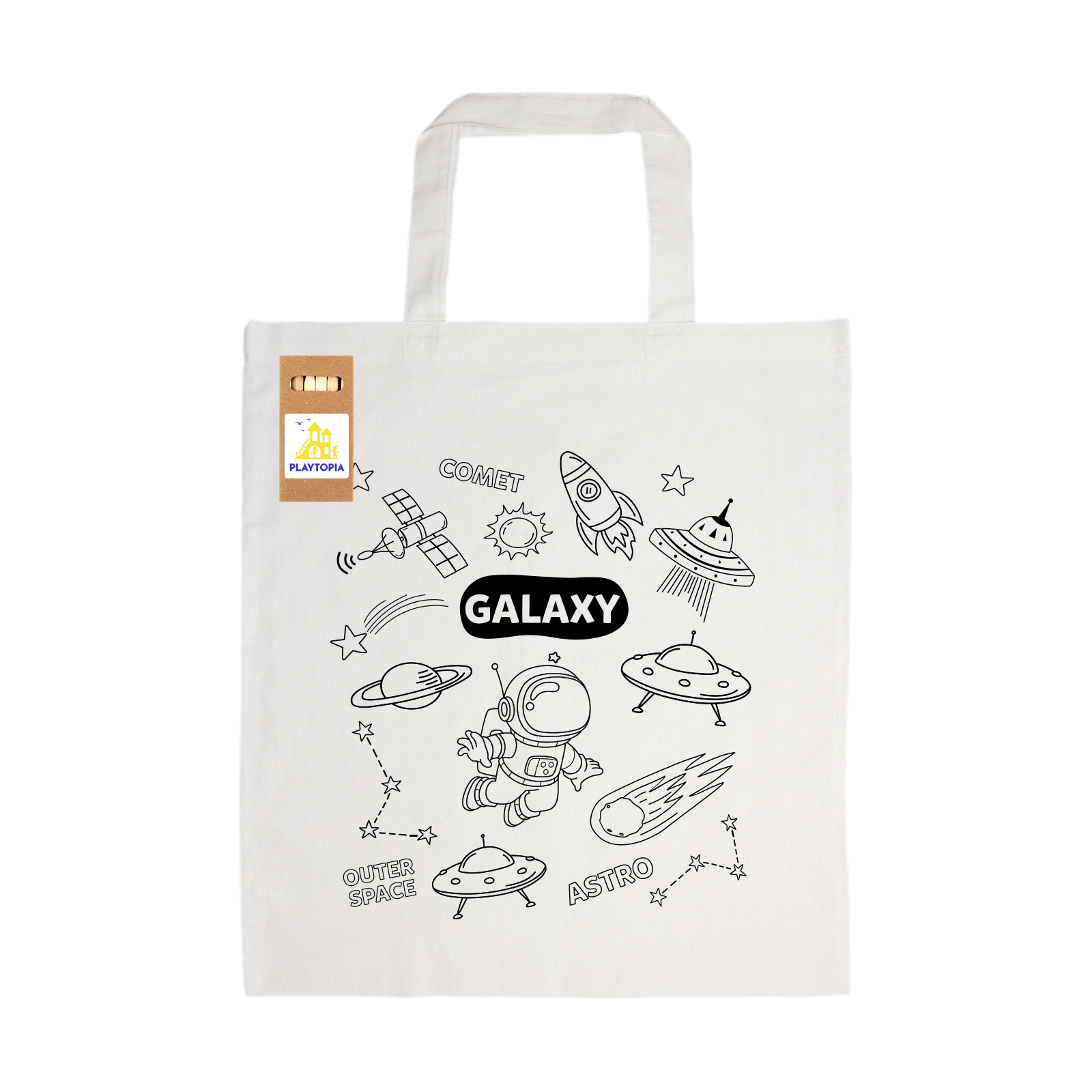 Colouring Short Handle Cotton Bag & Pencils - Image 5