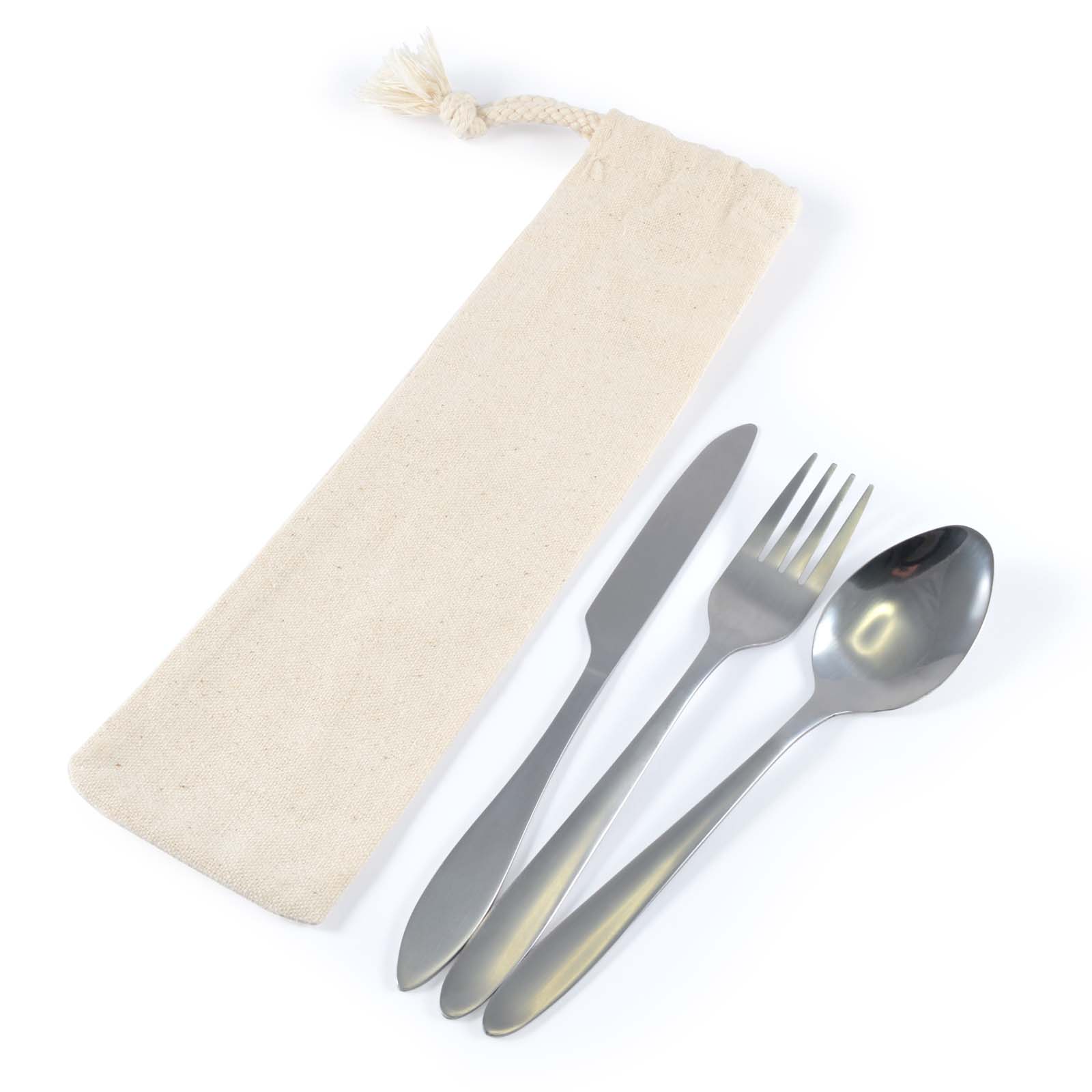 Banquet Cutlery Set in Calico Pouch - Image 3