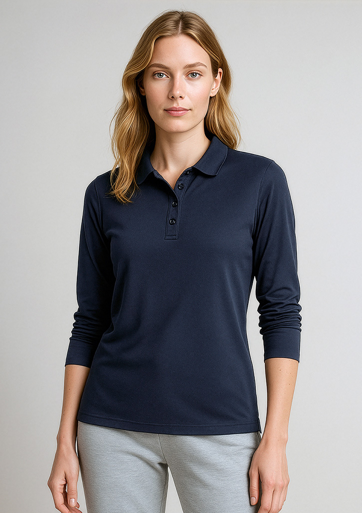 Womens Action Long Sleeve Polo - Image 4