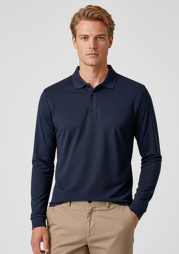Mens Action Long Sleeve Polo - Image 4