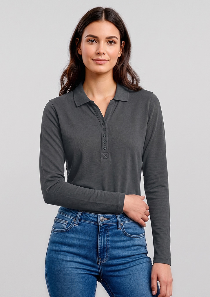 Crew Womens Long Sleeve Polo - Image 2