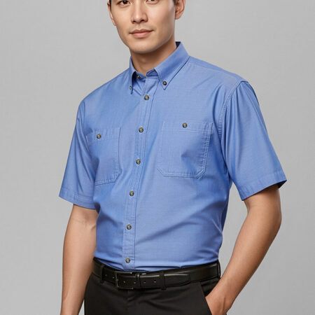 Mens Chambray Short Sleeve Shirt