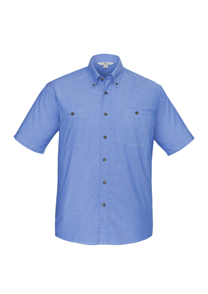 Mens Chambray Short Sleeve Shirt - Image 2