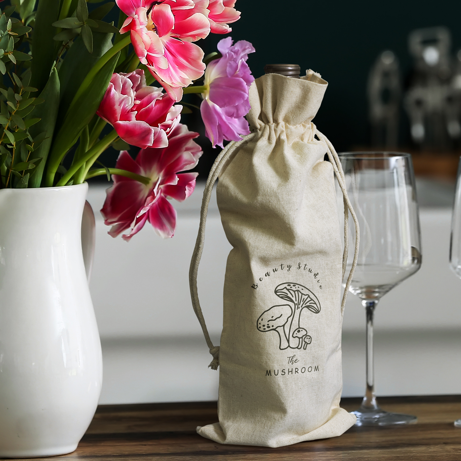 Cotton Wine Drawstring Bag - Image 5