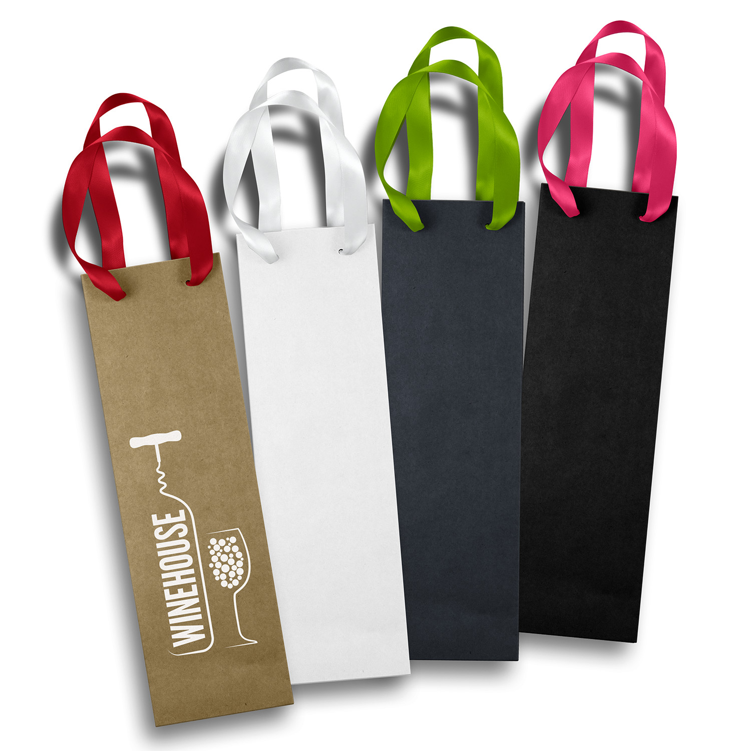 Wine Ribbon Handle Paper Bag