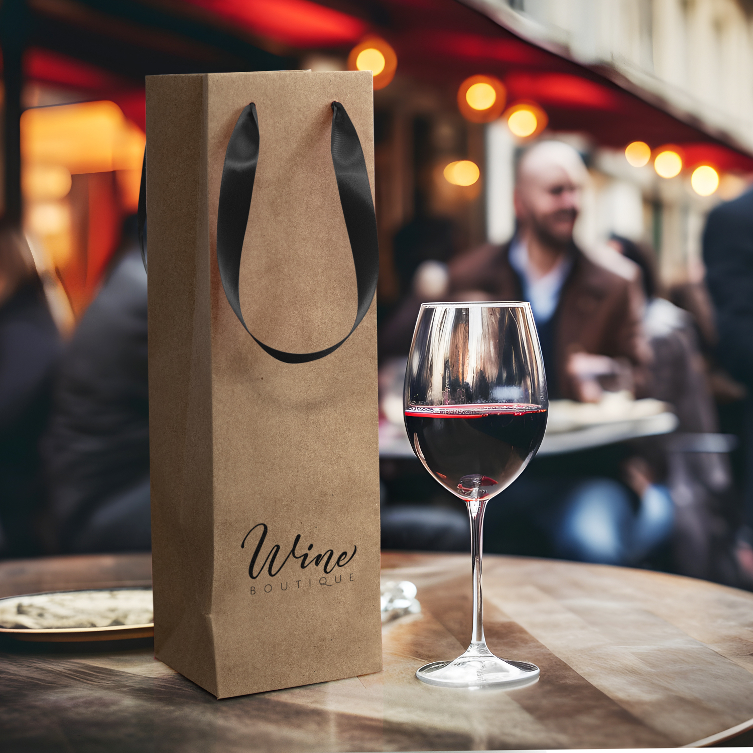 Wine Ribbon Handle Paper Bag - Image 14