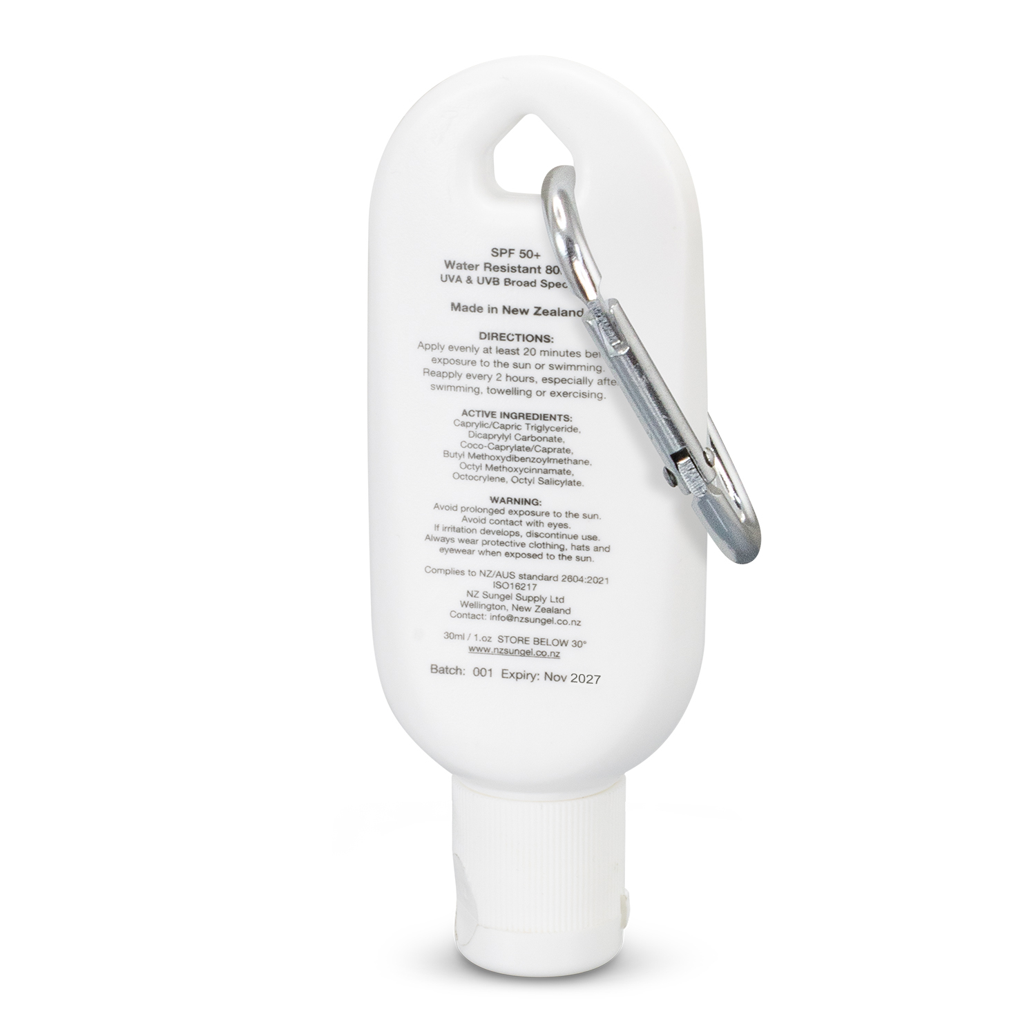SPF 50+ Sun Gel 30ml Tube with Carabiner - Image 3