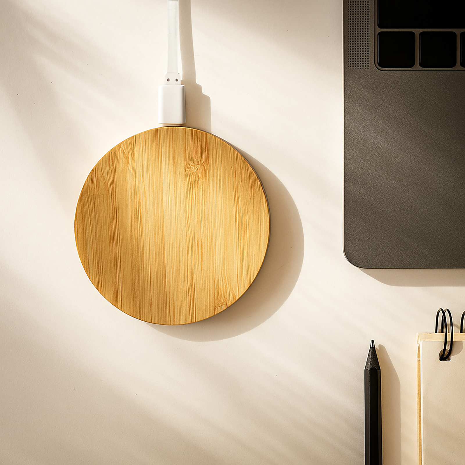 Arc Round Bamboo Wireless Charger - Image 3
