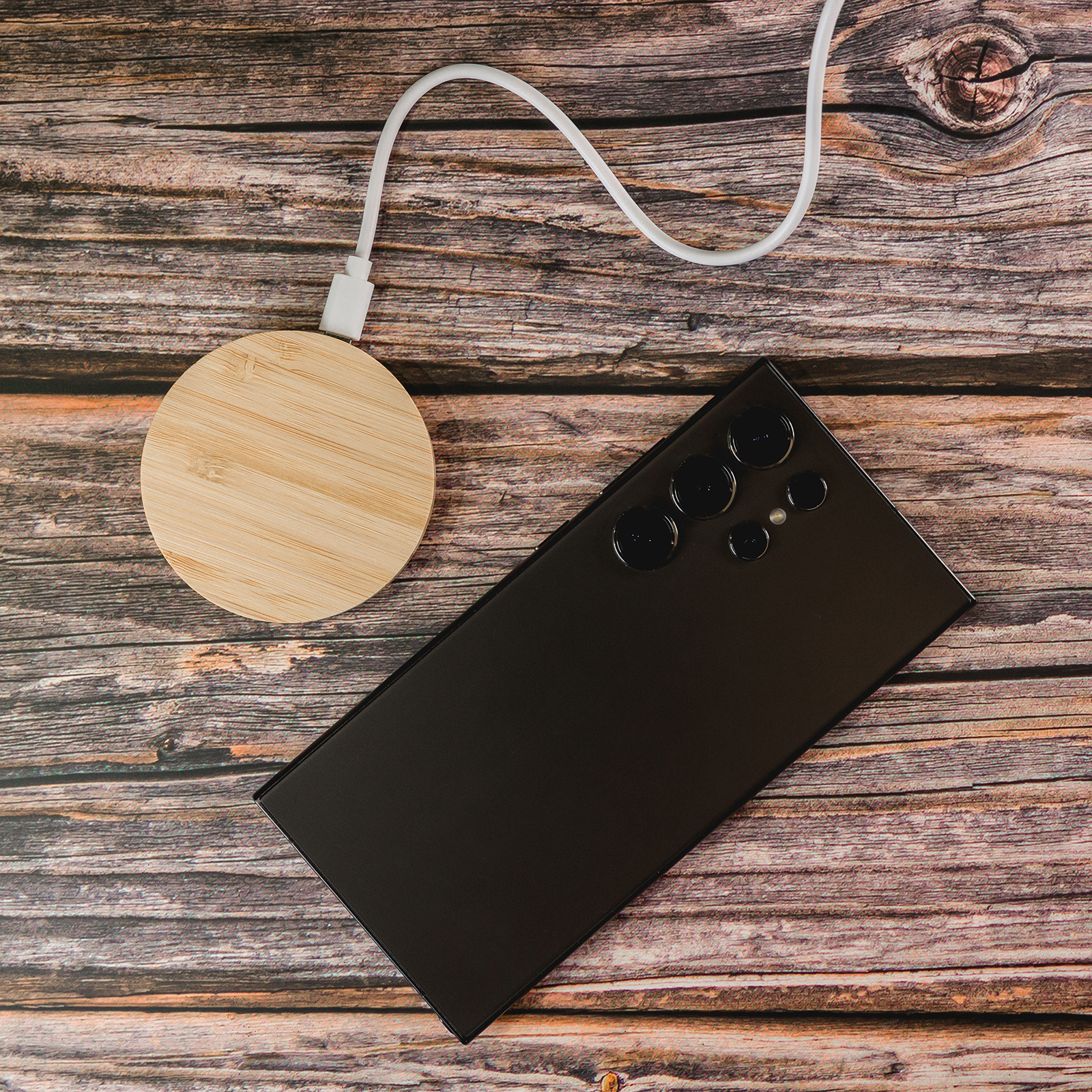 Arc Round Bamboo Wireless Charger - Image 6