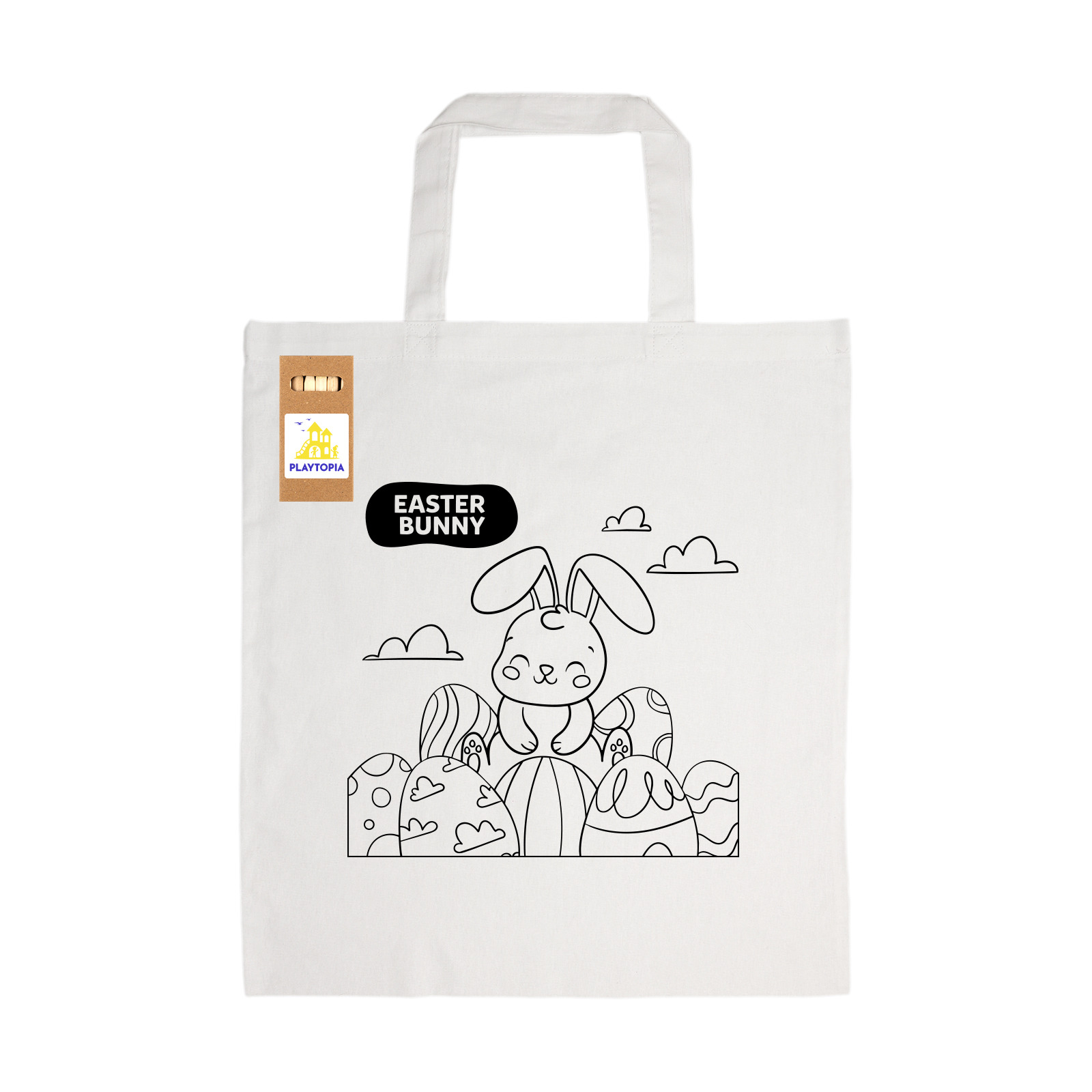 Colouring Short Handle Cotton Bag & Pencils - Image 4