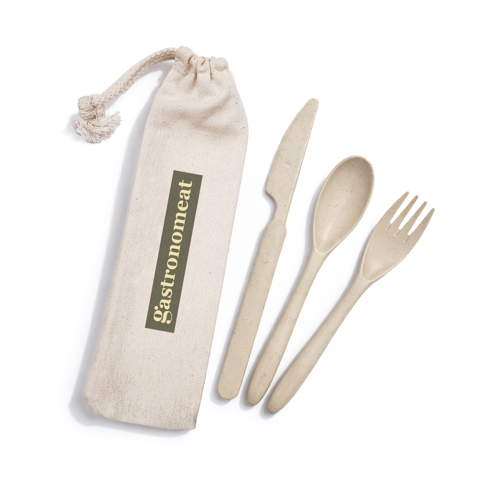 Delish Eco Cutlery Set in Calico Pouch - Image 4