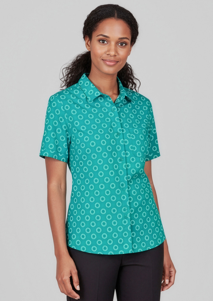 Florence Womens Daisy Print Short Sleeve Shirt - Image 2